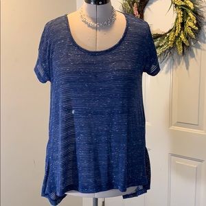 Bobeau Flowy blue striped sheer tee!